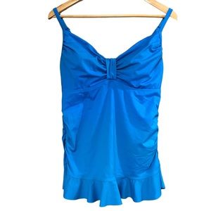 Lands End Ruffle Tankini Swim Top Size 10